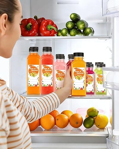Exsmile 36 Pack 8oz Plastic Juice Bottles with Caps, Empty Reusable Bottles for Juicing Bevergae, Plus Labels & Funnel & Brush, Clear Juice Containers with Lids for Smoothies Ginger thumbnail 6