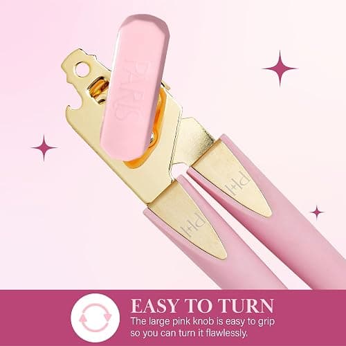 Paris Hilton Can Opener with Built-In Bottle Opener, Easy-Turn Knob & Soft-Grip Handles for Iconic Kitchen Convenience, Pink and Gold thumbnail 3