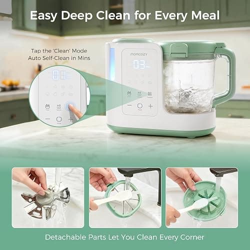 Momcozy AutoMeal Baby Food Maker – One-Step Auto Steam & Blend Food Processor, 15oz Large Cup & 6-Blade Design, Self-Cleaning, Auto 3-Stage Texture Settings for Effortless Homemade Baby Puree thumbnail 8