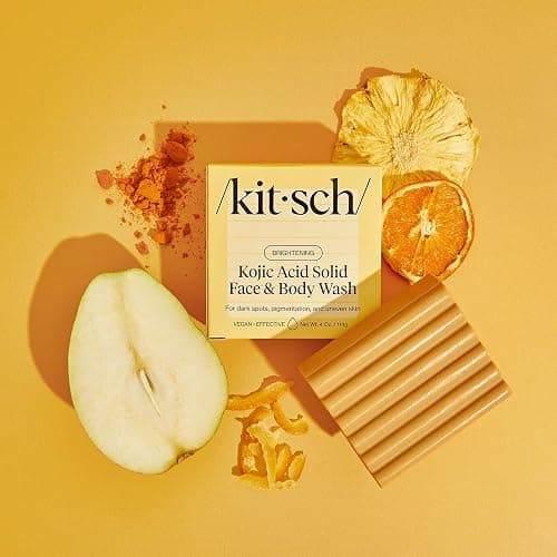 Kitsch Kojic Acid Soap – Turmeric Soap Bar with Hyaluronic Acid & Shea Butter – Brightening & Hydrating Body Wash & Face Wash for Dark Spots, Even Skin Tone & Natural Glow - Made in USA - 4 oz thumbnail 5