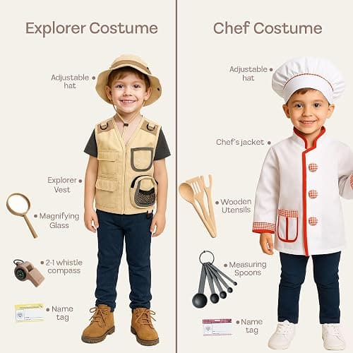 5-1 Kids Dress Up Clothes & Pretend Play Costumes for Ages 3-7 | Cute Role Play Dress Up Costumes for Boys & Girls with Matching Accessories & Storage Trunk thumbnail 5