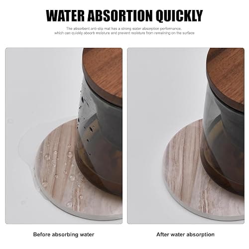 6PCS Coasters for Drinks with Metal Holder, Marble Style Ceramic Drink Coaster, Absorbent Coasters Set Suitable for Kinds of Cups, Wooden Table, Cool Home Decor, 4 Inches thumbnail 6