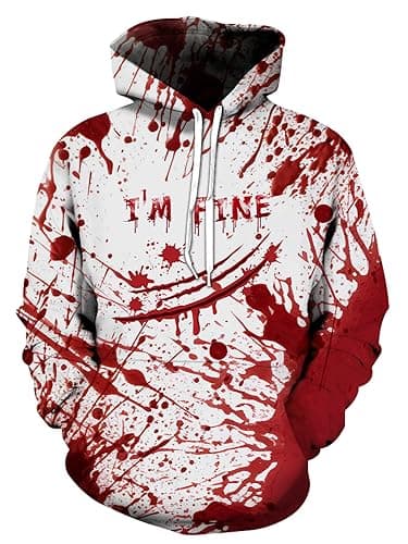 wangstar Graphic Hoodies for Men Sweatshirts Gifts Xmas Rapper Cool Things Novelty Stuff Black Red Pullover Hoodie Adult - J30 Red Scar - Large-X-Large