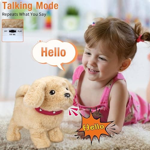 Koonie Talking Plush Golden Retriever Toy Repeats What You Say, Barks and Walks - Electronic Interactive Stuffed Puppy for Kids thumbnail 4