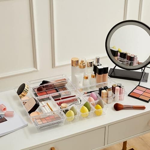 Lifewit 25 Pcs Makeup Drawer Organiser, Plastic Storage Boxes, Dividers for Desk, Vanity, Dressing Table, Cupboard, Office Bedroom Accessories, Kitchen Storage& Organisation, Room Decor thumbnail 7
