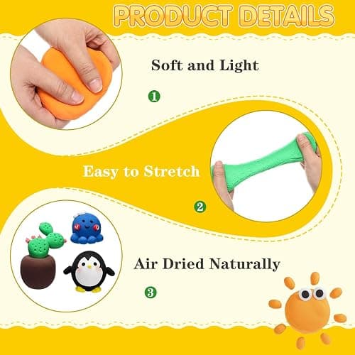 Air Dry Clay Bulk, Modeling Clay for Kids, 150 Pcs, Multicolored | Lightweight Foam Modeling Clays,DIY Molding Clays for Kids Adults = Gifts Supplies,DIY Crafts School Projects, Easy to Shape thumbnail 4