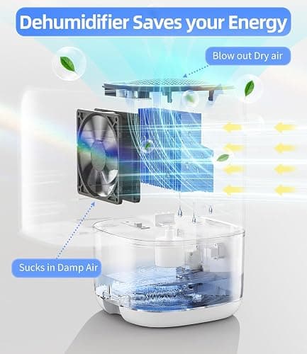 Dehumidifier, 35 OZ Small Dehumidifiers for Bedroom for Home, Quiet with Auto Shut Off, Dehumidifiers for Bedroom (280 sq. ft), Bathroom, RV, Closet, White thumbnail 2