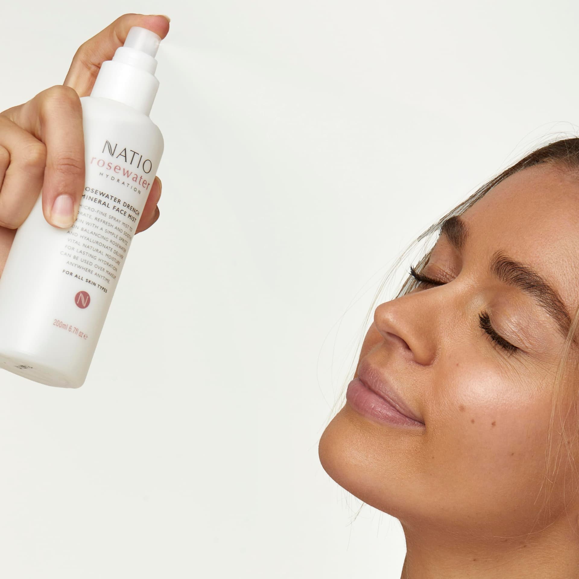 Natio Australia Rosewater Hydration Drench Mineral Face Mist 200ml - Refreshing Skin Balancing Rosewater & Hyaluronate Facial Mist - Hydrating, Replenishing & Balancing - Made in Australia thumbnail 9