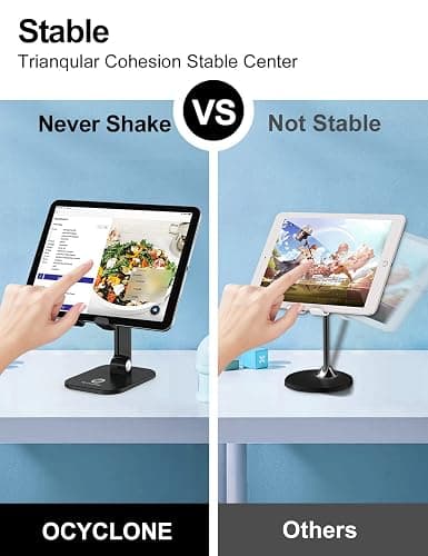 OCYCLONE Phone Stand, Adjustable Height and Angle Foldable Cell Phone Stand Holder for Desk, Taller iPhone Stand Compatible with 4.7"-13" Smartphones iPad Tablet, Black thumbnail 5