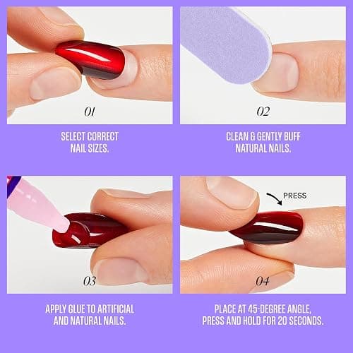Kiss Core, Press On Nails, Nail glue included, 'Curiosity', White, Medium Size, Almond Shape, Includes 32 Nails, 2g Glue, 1 Manicure Stick, 1 Mini File thumbnail 8