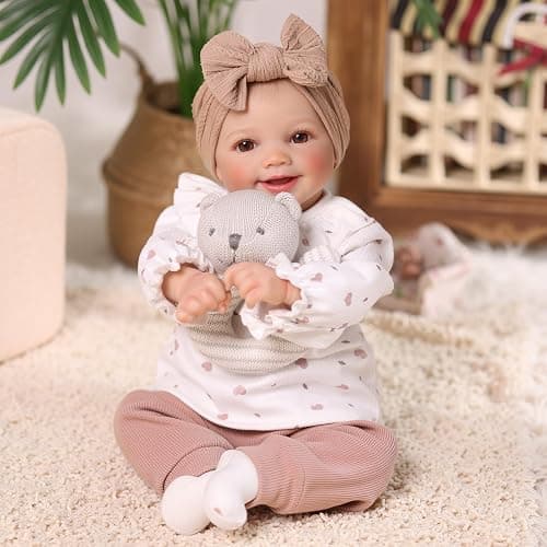 BABESIDE Reborn Babies Doll 17-Inch Sunny Realistic Lifelike Newborn with Softness Cloth Body Real Life Girls Open Eyes,White thumbnail 4