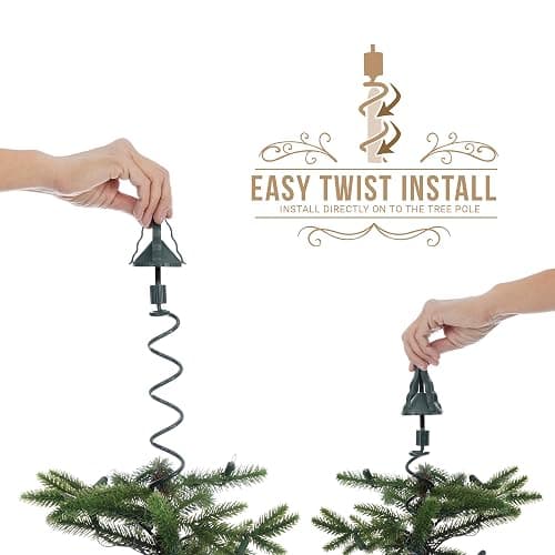 [Christmas Tree Topper Holder] - Twist-on Holiday Universal Tree Topper Stabilizer Fits Most Base Types- Metal Green Support Rod with Adjustable attachments to stabilize Seasonal Treetop Ornaments thumbnail 3