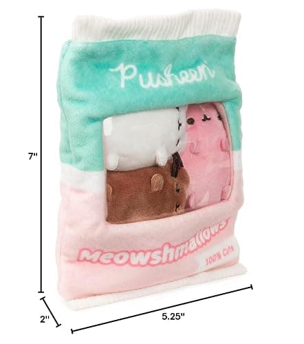 GUND Pusheen Meowshmallows Bag of Treats with Removable Mini Plush, Stuffed Animals for Ages 8 and Up, Pink/Green, 7.5” thumbnail 2