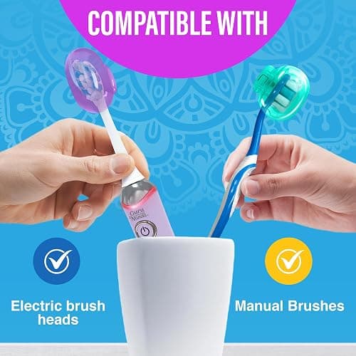 GuruNanda Brush Pods Manual & Electric Toothbrush Covers, 4 ct | Natural Essential Oil Vapors Keep Toothbrushes Fresh|Ventilated Clip-On Travel Toothbrush Accessory for Home & on the Go Use thumbnail 4