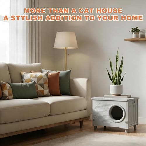 WOWOTOZN Outdoor Cat House Weatherproof,Heavy-Duty Feral Cat Shelter with Escape Door&PET Door Flap,Elevated Stackable for Yard,Porch&Barn,All Seasons with Soft Cushion thumbnail 9