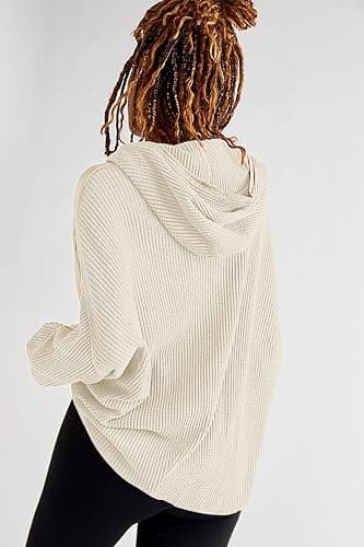 Womens Fashion Zip Up Hoodies Oversized Waffle Knit Jacket Shirts Long Sleeve Solid Shacket Blouse with Pockets thumbnail 5