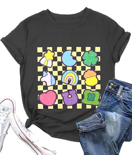 St Patricks Day Teacher Shirt for Women Teaching Lucky Charms T-Shirt Casual Lucky Irish Shamrock Tee Tops - Image 1