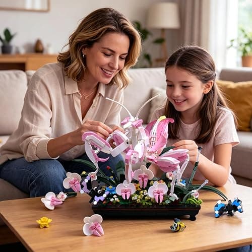 Orchid Praying Mantis Flowers Bonsai Building Set, Compatible with Lego Insects Nature Inspired STEM Kit for Adults, Stunning Desk Decor for Home/Office, for Boys Girls Aged 8-16+ 1077PCS thumbnail 6