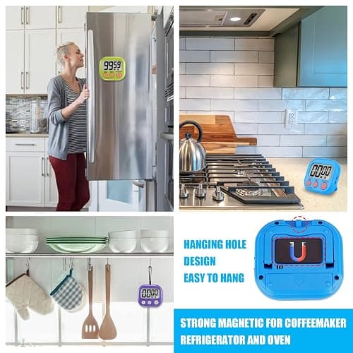 6 Pack Multi-Function Electronic Timer - Magnetic Digital Timers Big LCD Display The Loud/Silent Switch Countdown Timer Extensively Use in Break Time, Cooking,Gym, Meeting, Classroom thumbnail 5