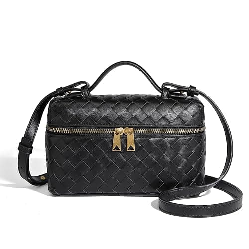 Trendy Woven Crossbody Purse Bag for Women Cute Shoulder Bag Square Box Bags Mini PU Leather Top Handle Purses Handbag thumbnail 2