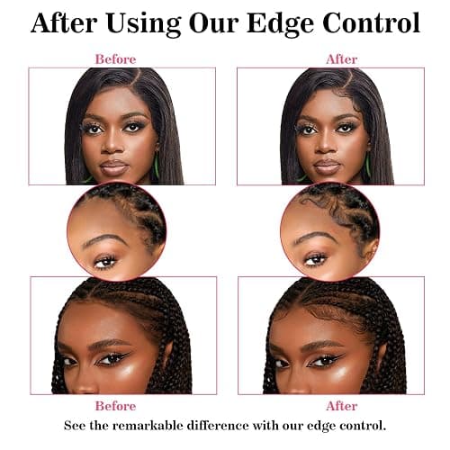 Strong Hold Edge Control Hair Styling Gel - Non-Greasy No Flaking Pomade With Long-Lasting Temples Styling Cream, Anti-Frizz and Silk Hair Bonnet Brush Set thumbnail 6