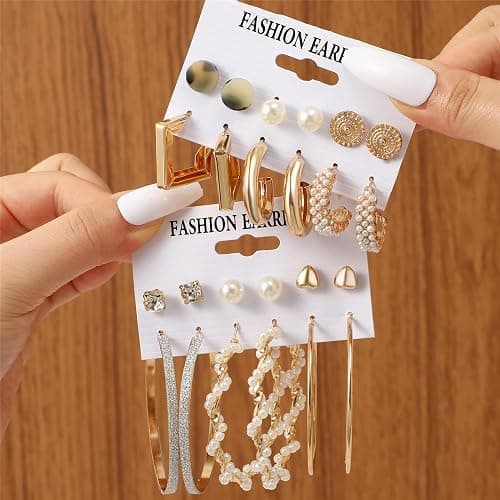 45 Pairs Gold Hoop Earrings for Women, Chunky Twisted Small Big Hoops Earring Packs Set, Earrings for women multipack, Fashion Trendy Earrings Jewelry for Birthday Party Christmas Gift thumbnail 9