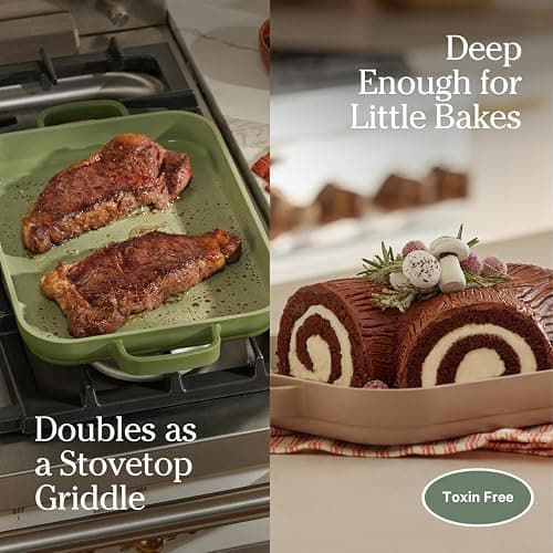 Our Place Mini Griddle Pan - 2 Quart Nonstick Ceramic Sheet Pan & Stovetop Griddle with Handles | Toxin-Free Cast Aluminum | Oven Safe up to 450°F | Sage thumbnail 5