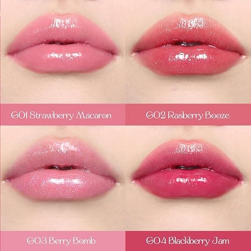 Flower Knows Violet Strawberry Rococo Glowy Lip Gloss,Moisturizing Shimmery Hot Pink Plumping Lip Oil,Hydrating Lip Tint for Girls&Women,Vegan & Cruelty-Free,0.12 Fl Oz(G02 Rasberry Booze) thumbnail 4