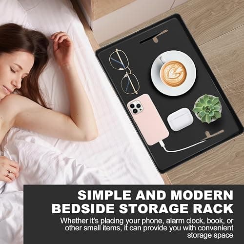 FABIEN SIEFFERT,Bedside Shelf for Bunk & Loft Beds,College Dorm Room and Kids Room Essentials,Bed Side Table Tray Organizer,Clip On Nightstand,Black thumbnail 3