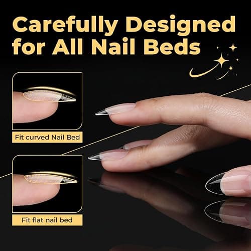 UNA GELLA Almond Fake Gel Nail Tips, 216pcs Medium Almond Pre Shaped Nails Tips for Long-Lasting Acrylic Nails, Perfect for DIY At Home French Style Nail Salon 12 Sizes thumbnail 4