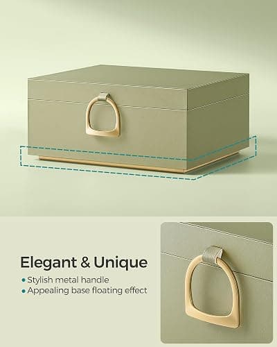 SONGMICS 2-Layer Jewelry Box with Handle, Removable Tray, Floating Effect | Jewelry Organizer, 8.1 x 9.4 x 4.3 Inches, Gift for Loved Ones, Sage Green and Cream White, GREETA Collection UJBC165C02 thumbnail 4