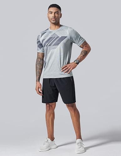 5 Pack Men’s Active Quick Dry Crew Neck T Shirts | Athletic Running Gym Workout Short Sleeve Tee Tops Bulk thumbnail 2