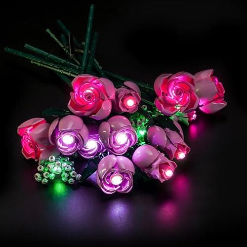 Hilighting Upgraded Led Light Kit Compatible with LEGO Botanicals Bouquet of Pink Roses 10374 Building Set, Gift for Women & Men, Artificial Flower for Office Home Decor & Display (Model Not Included) thumbnail 2