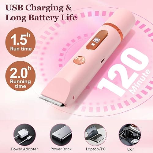 2 in 1 Women Electric Shaver Dual Head Bikini Trimmer for Women IPX7 Waterproof Wet & Dry Use Body Hair Trimmer and Facial Hair Remover for Bikini Underarm Leg Arm Body Face thumbnail 3