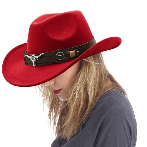 JXXAMZ33 Cowgirl Hat with Wide Belt Western Cowboy Hats for Womens - Image 1