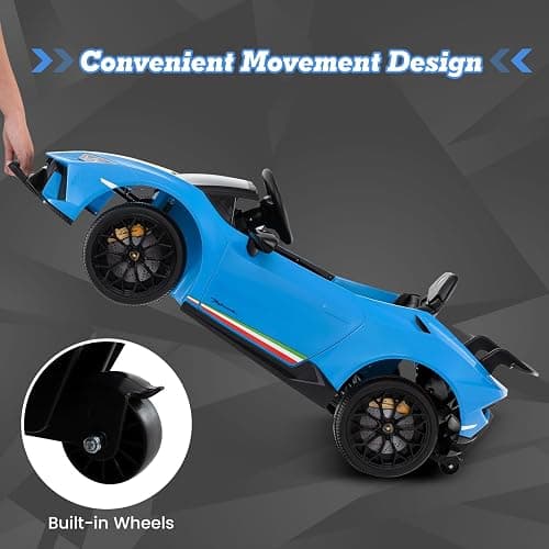 Licensed Lamborghini Huracan Ride on Car by INFANS, 12V Kids Electric Vehicle Battery Powered Toy with Remote Control, LED Lights, Spring Suspension, Bluetooth, MP3, Aged 3-8 Years (Blue) thumbnail 9