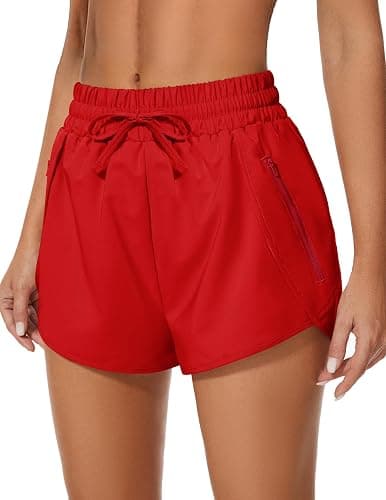 addigi Women's Running Shorts High Waisted Quick Dry Athletic Shorts Sports Workout Gym Track Drawstring Shorts with Pockets - Image 1
