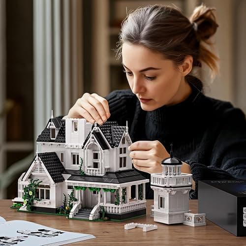 Practical Magic House Building Set with LED Light, Owens House Blocks Toy, Creator Architecture Model Building Kit, Compatible with Lego Horror House, Home Office Decor Gift for Adults (1877PCS) thumbnail 2