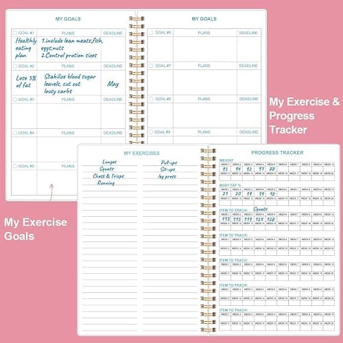 Fitness Journal for Women & Men - A5 Workout Journal/Planner Daily Exercise Log Book to Weight Loss, Gym, Muscle Gain, Bodybuilding Progress - Daily Personal Health & Wellness Tracker, Spiral-Bound, 5.8" x 8.3", Pink thumbnail 5