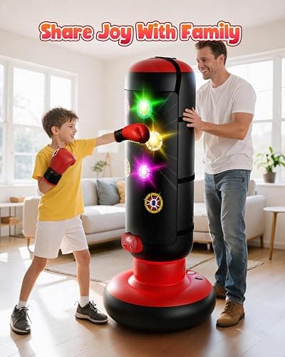 HopeRock Punching Bag for Kids, Boxing Set with Scoring, Light, Music, 4 Game Modes, Inflatable Boxing Bag with Gloves, Birthday Gifts Toys for 4-8-12 Years Old Boys thumbnail 5