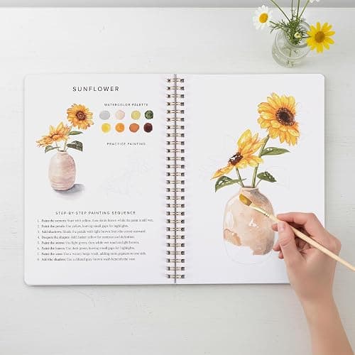 Beautiful Watercolor Workbook for Beginners - Relaxing & Easy to Paint Water Coloring Book with Floral Designs on Premium Paper - Perfect for Gifting to Spark Creativity & Joy for Adults thumbnail 6