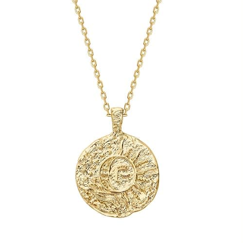 PAVOI 14K Gold Plated Engraved Coin Pendant Necklaces for Women | Byzantine Coin Pendants | Bohemian Necklace - Image 1