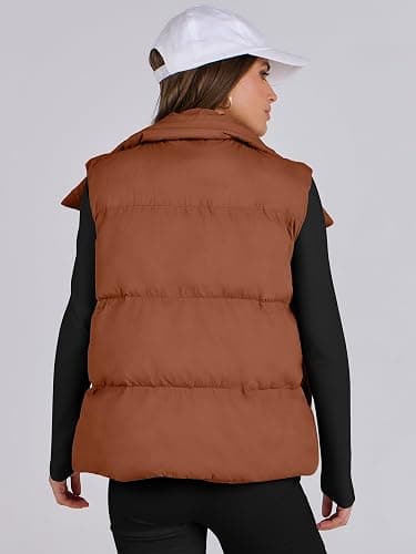 ANRABESS Women Puffer Vest Sleeveless Zip Up Stand Collar Quilted Lightweight Jacket Winter Warm Puffer Padded Down Outerwear thumbnail 4