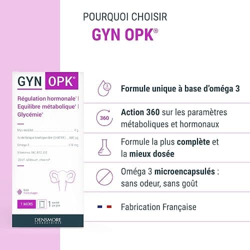 Densmore - GYN'OPK - Régulation hormonale et Glycémie - SOPK - Omega 3, Myo inositol, Acide folique, Zinc et Chrome - Complément alimentaire - 30 sachets - 1 mois thumbnail 5