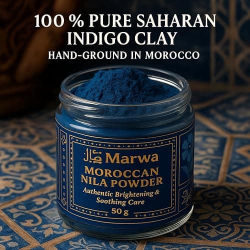 Dar Marwa Moroccan Nila Powder | 100% Pure Saharan Indigo | Brightens & Evens Skin Tone | Face & Body Blue Clay Mask | Traditional Moroccan Skincare | 1.7 Oz thumbnail 6