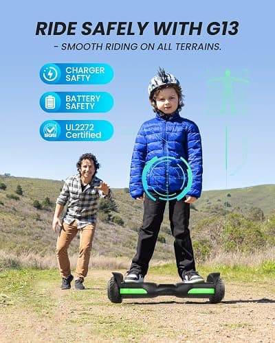 Gyroor Balancing Scooter New G13 All Terrain Balancing Scooter with LED Lights, Self Balancing Off Road with Bluetooth for Kids ages 6-12 and Adults-Black thumbnail 5
