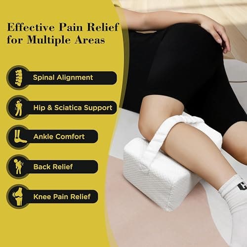 UJPFEO Knee Pillow for Side Sleepers, Leg Pillow for Sciatica, Back, HIPS, Knees, Joints Pain Relief,Pillows for Between Legs While Sleeping Spine Alignment Support & Relieves Pressure thumbnail 5
