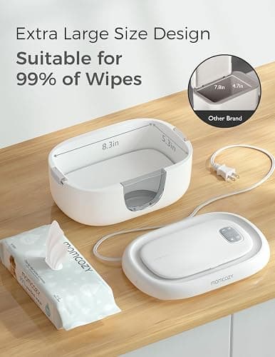Momcozy Baby Wipe Warmer, Innovative Spring Design,Large Capacity Dispenser | Wipe Warmer with Night Light, Fast and Even Heating, 4 Adjustable Temperature Modes, Baby Shower & Registry Must-haves, Grey thumbnail 6