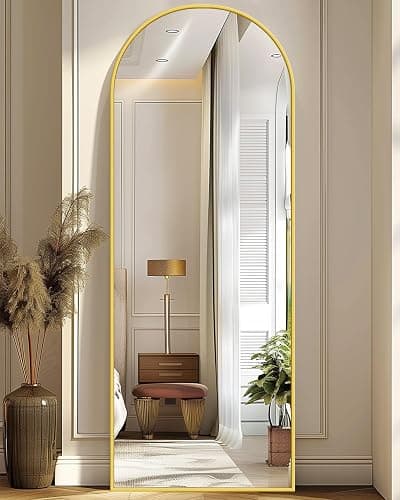Antok Full Length Mirror, 58"x19" Arched Floor Mirror, Mirror Full Length with Stand, Wall Mounted Mirrors for Living Room Bedroom,Gold thumbnail 3