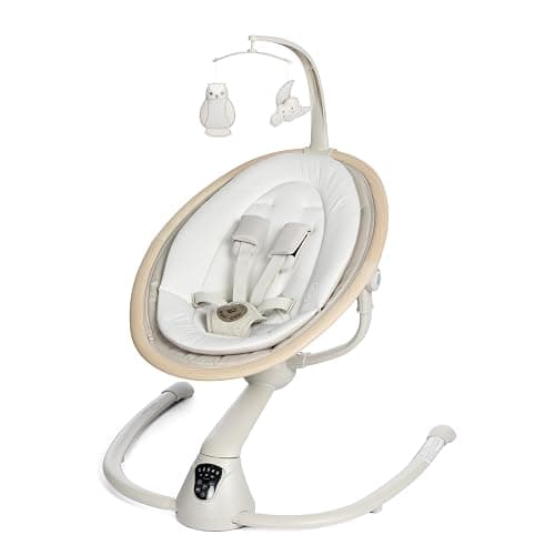 Maxi-Cosi Cassia Baby Swings for Infants: Smart Portable Baby Swing with Music, Lightweight & Foldable Baby Swing, 360 Rotation Infant Swing, Classic Oat - Classic Oat - Baby Seat - Image 1